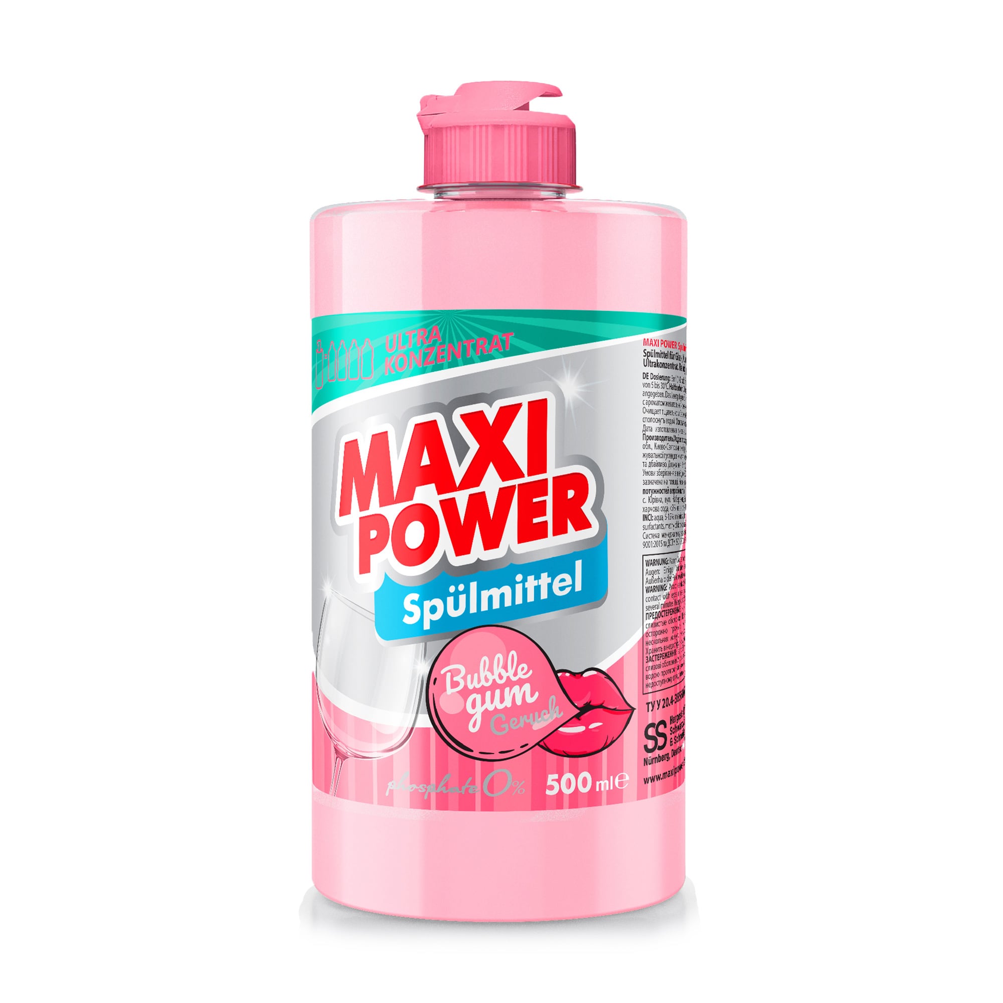 Засіб для миття посуду Maxi Power Бабл гам, 500 мл